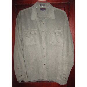 Preswick & Moore Sport Men's XXL Button Shirt Top Soft Suede Jade Green Pockets